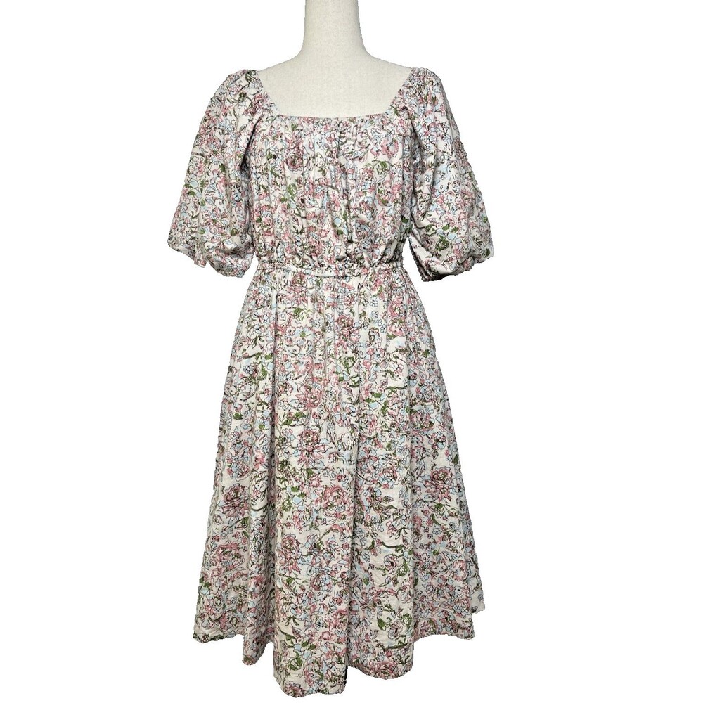 Downeast womens feminine floral summer peasant dress M boho cottage wedding